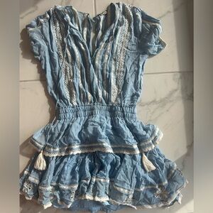 Karina Grimaldi Light Blue Lace-Trimmed Top